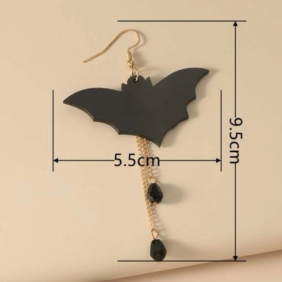 Halloween Bead & Bat Drop Earrings - Picture 3 of 3